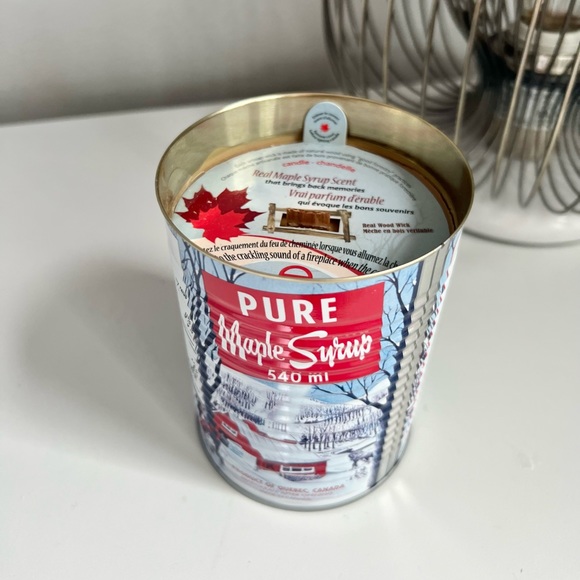 Maple Syrup Tin 4.75” Candle Wooden Wick BRAND NEW - Picture 3 of 9